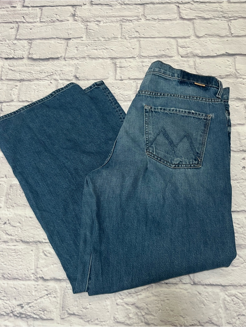 Mother Superior denim the dodger ankle heart throb Wide Leg Blue Jeans 28 - Picture 8 of 8